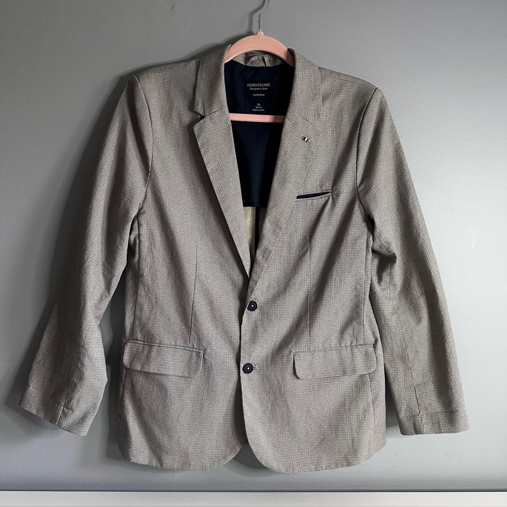 Nukutavake Boys Linen Mix Blazer Jacket Sport Coat Size 16 (age) Formal Smart